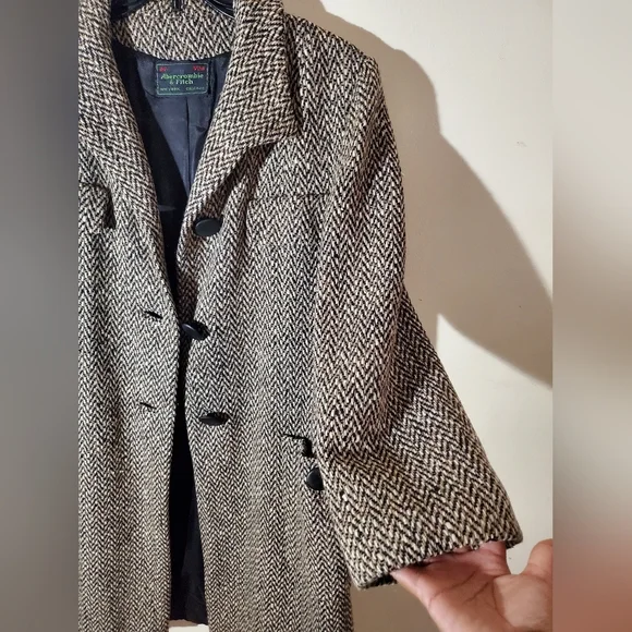 Vintage Abercrombie And Fitch Tweed Coat Xl 80s - Picture 8 of 10